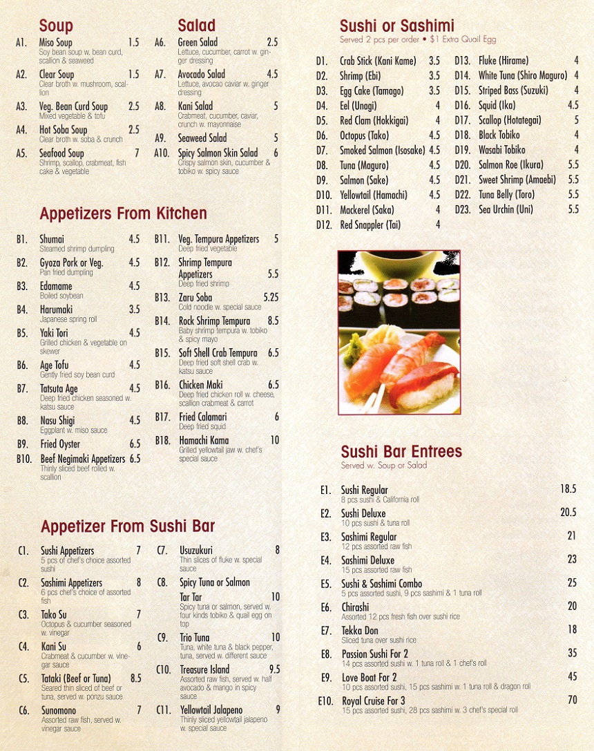 MEI Japanese Steak House & Sushi Restaurant in Hackensack Menu